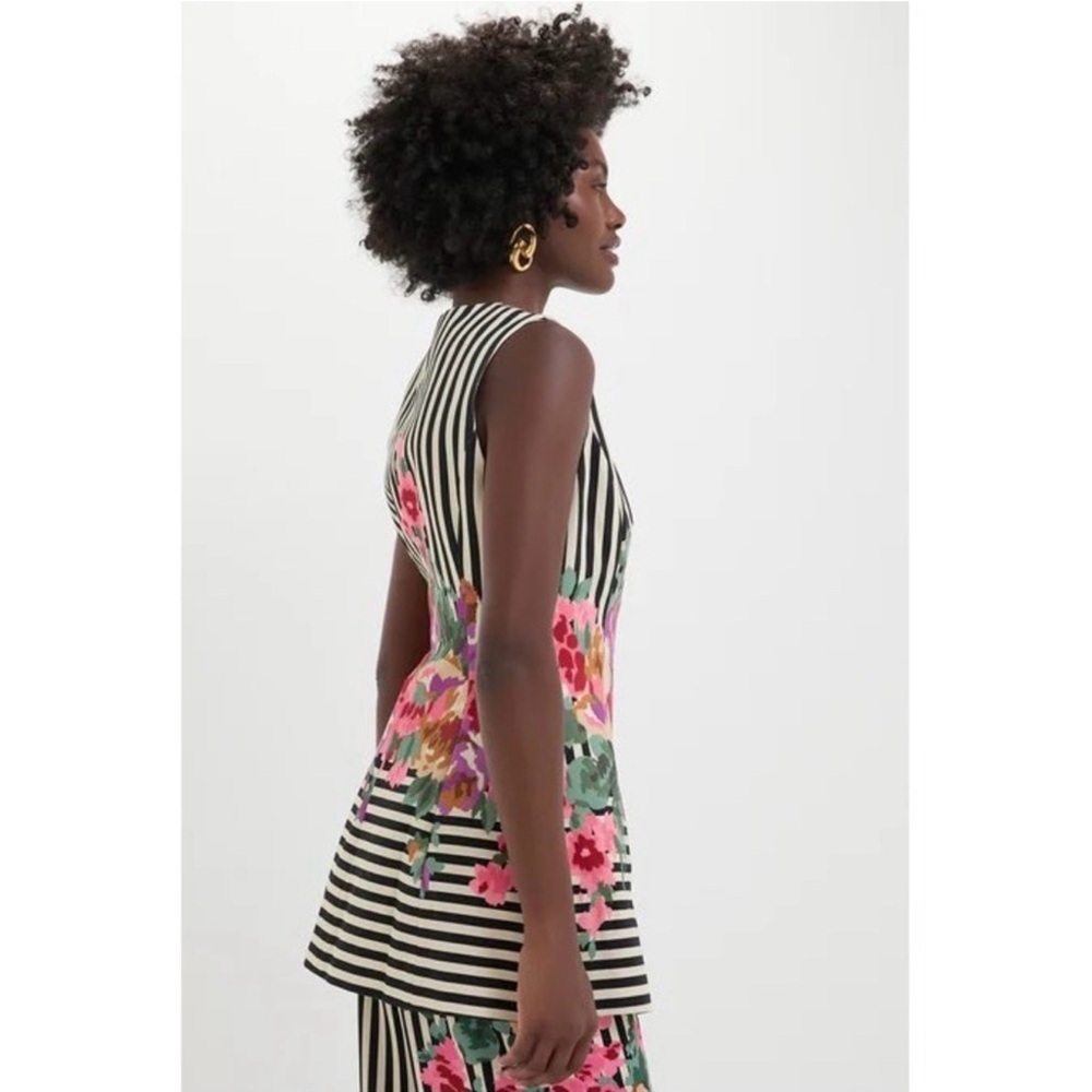 NWT Tuckernuck Rhoda Black Stripe Floral Sleeveless Structured Tunic Vest Sz 2 - Picture 2 of 12